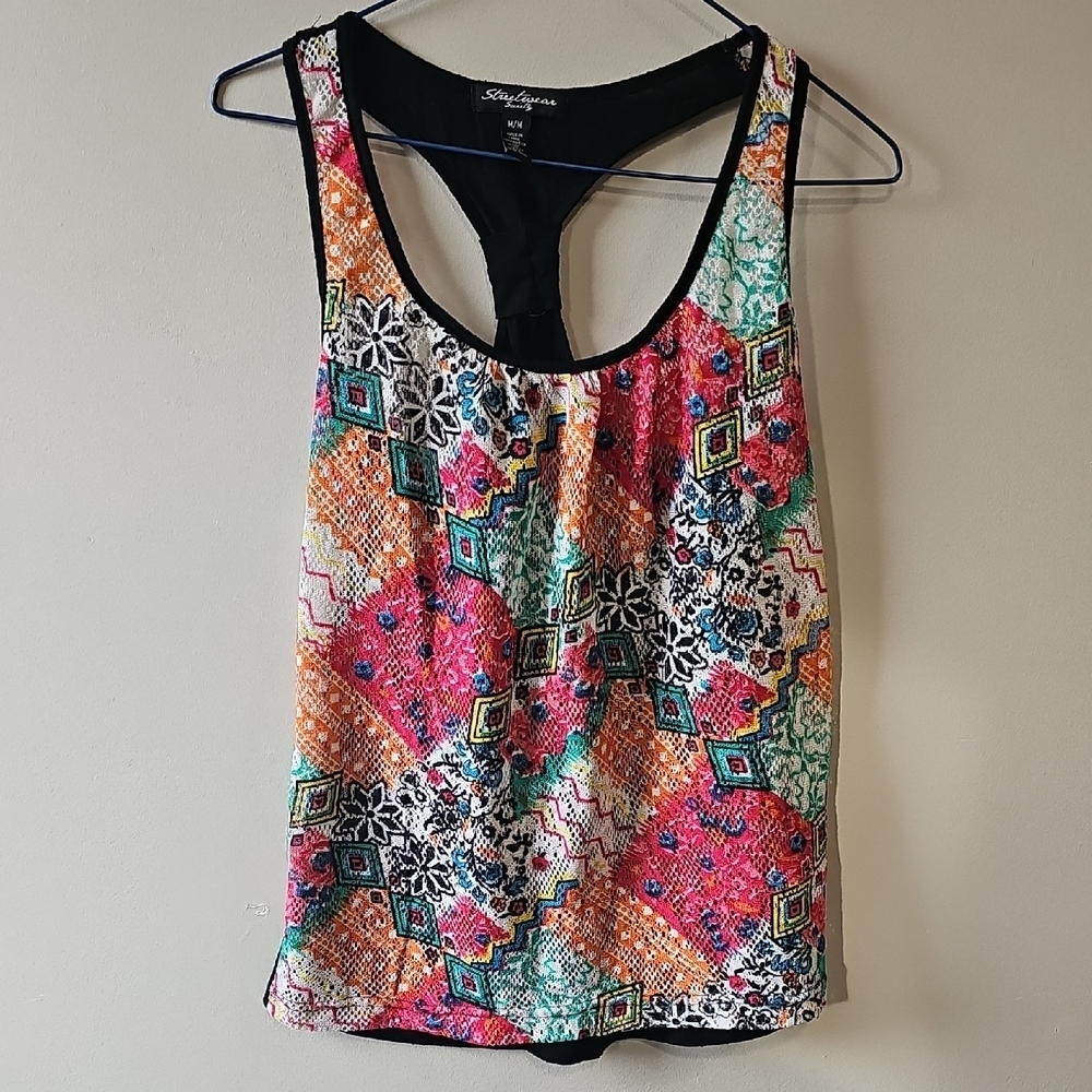 Streetwear Society Medium Multicolor Patterned Tank Top